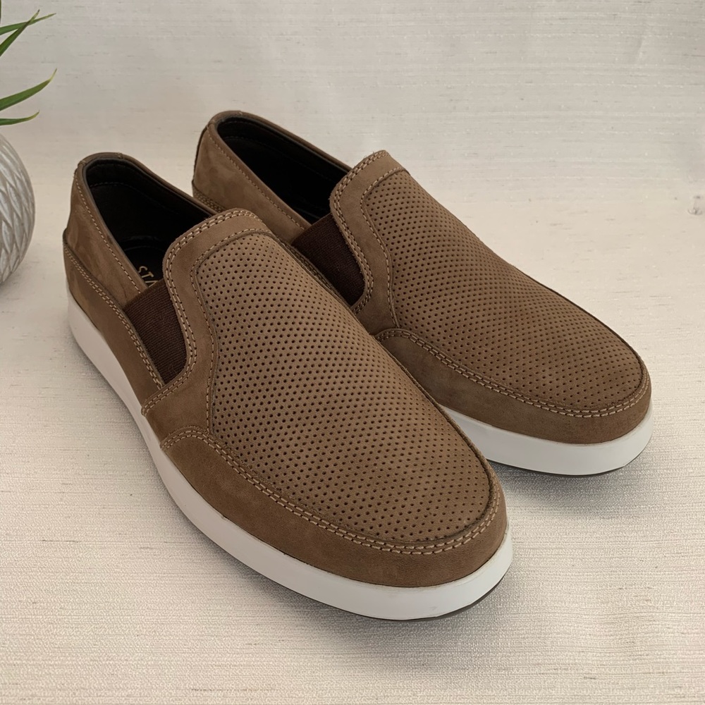 ELCANTO STAZIONE Tan Comfort Band Casual Leather Slip On Loafers Mens 37 US9-9.5